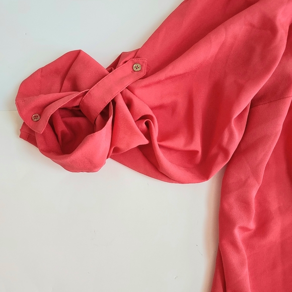 Calvin Klein Plus Ladies 3X Red Long Sleeve Button Down Blouse W/Pockets - Picture 11 of 11